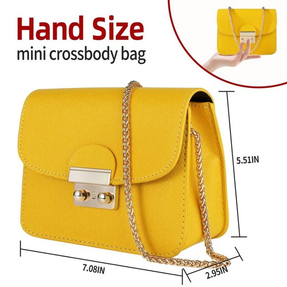 Small Evening Bags for Women Crossbody Bag Chain Yellow-mini Size Clutch - Picture 5 of 7